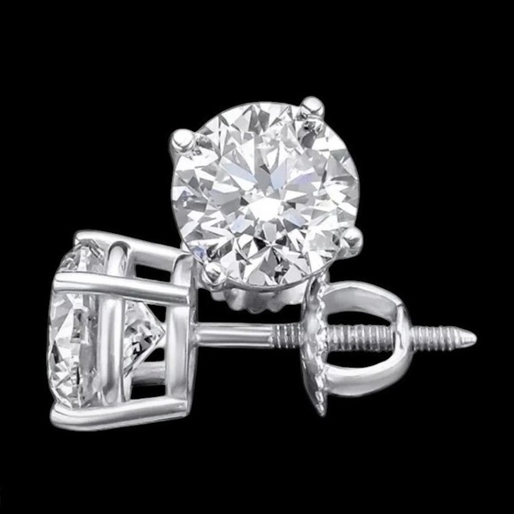 Moossanite 4.CT D Color Earrings Round Brilliant GRA Certified Rhodium $1050 - Picture 2 of 12